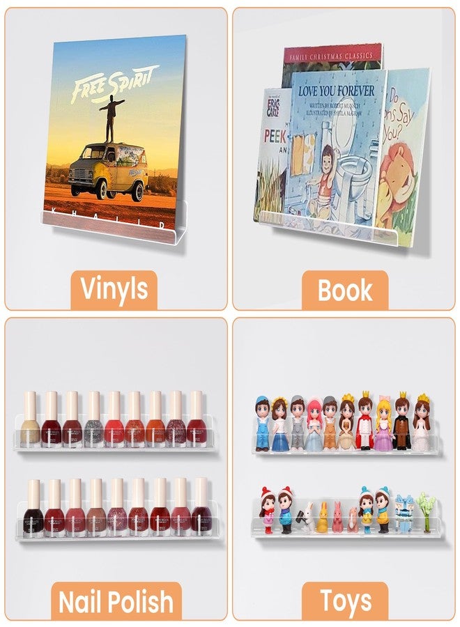 أبس سيمبلز مجموعة من 8 أرفف جدارية لتثبيت أسطوانات الفينيل من upsimples، حامل فينيل 12 بوصة لتخزين وعرض ألبومات الفينيل، أرفف عائمة من الأكريليك الشفاف لتزيين الجدران، رف كتب للأطفال، رف للمجلات، رف للصور - Image 5